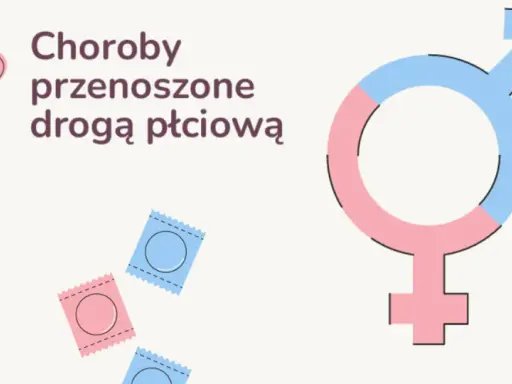 Czy prezerwatywa chroni przed chorobami wenerycznymi? Grafika przedstawia serduszka, opakowania prezerwatyw i symbole płci, sugerując temat zdrowia seksualnego.
