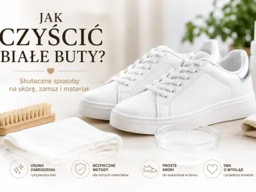 Jak wyczyścić białe adidasy? Skuteczne metody na skórę, zamsz i materiał. Szczotka, ściereczka i miseczka z płynem czekają, by przywrócić butom biel.