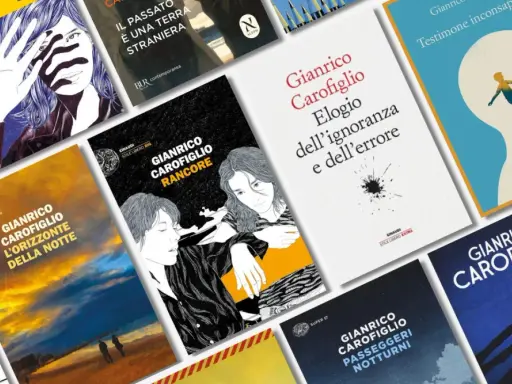 Copertine di libri di Gianrico Carofiglio, tra cui "L'orizzonte della notte" e "Rancore". Un invito a esplorare le storie di questi carofiglio libri.