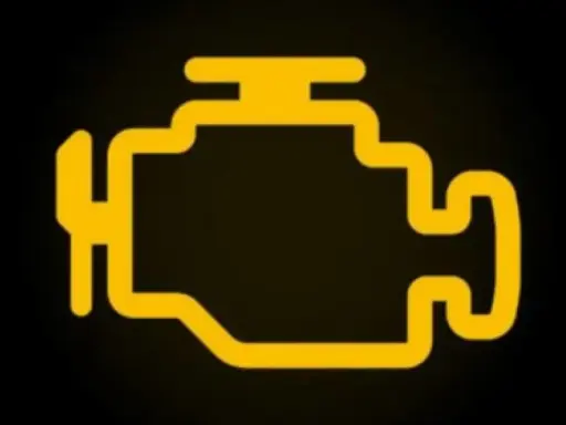 Luz naranja de motor en el coche. Indica un problema que necesita atención.