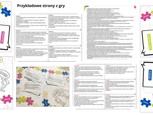 Gra planszowa z pytaniami o relacje, gdzie ścieżka składa się z elementów "szkoła", "rodzina", "przyjaciele". Skala durowa.