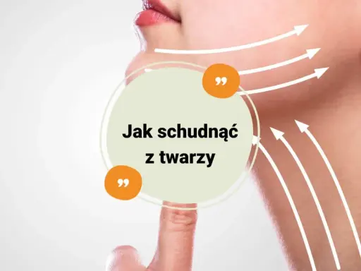 Odkryj skuteczne metody, jak schudnąć z twarzy. Grafika pokazuje delikatne linie sugerujące lifting i modelowanie konturów.