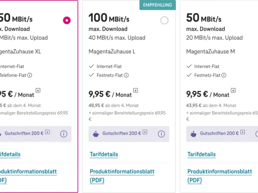 Telekom-Tarife: MagentaZuhause XL, L, M mit 250, 100, 50 MBit/s. Günstige Angebote für Internet & Telefonie.