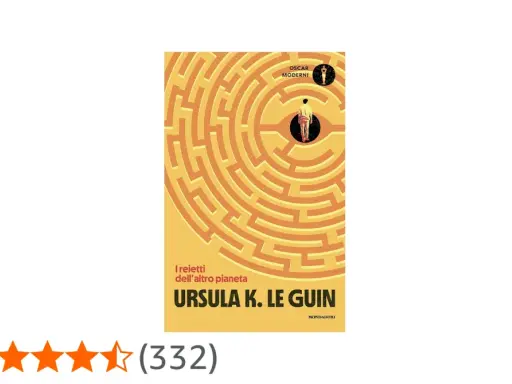 Copertina del libro "I reietti dell'altro pianeta" di Ursula K. Le Guin, con un uomo al centro di un labirinto giallo.