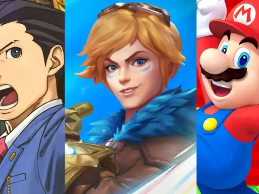 Phoenix Wright, Ezreal z League of Legends i Mario – bohaterowie popularnych gier, idealni na gry dla dorosłych na telefon.