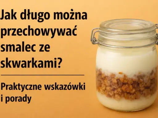 Słoik ze smalcem i skwarkami. Dowiedz się, jak przechowywać smalec, by był świeży jak najdłużej. Praktyczne wskazówki.