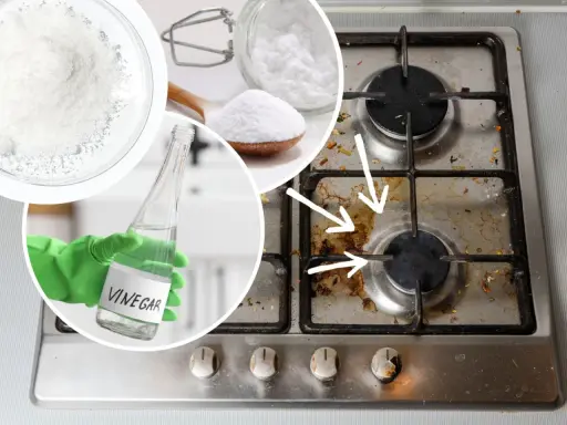 Jak wyczyścić kuchenkę gazową? Soda oczyszczona i ocet to domowe sposoby na pozbycie się tłuszczu i brudu.