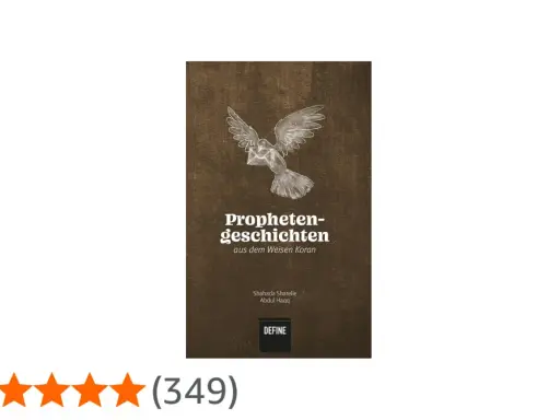 Ein Buchcover mit einem stilisierten Vogel, der eine Botschaft trägt, ähnlich einem ababil vogel. Titel: "Propheten-geschichten aus dem Weisen Koran".