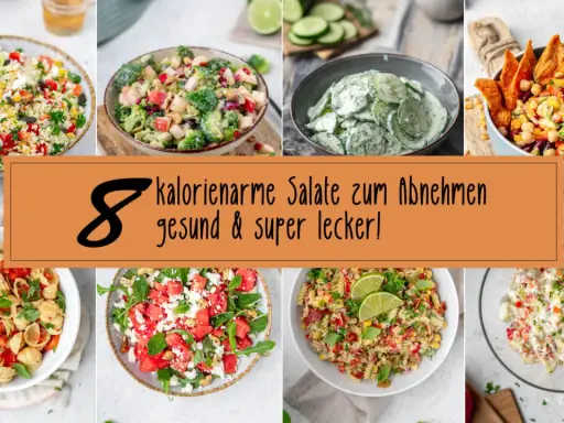 8 leckere, kalorienarme Salate zum Abnehmen: Couscous, Brokkoli, Gurke, Bohnen, Pasta, Wassermelone, Kartoffeln und mehr.