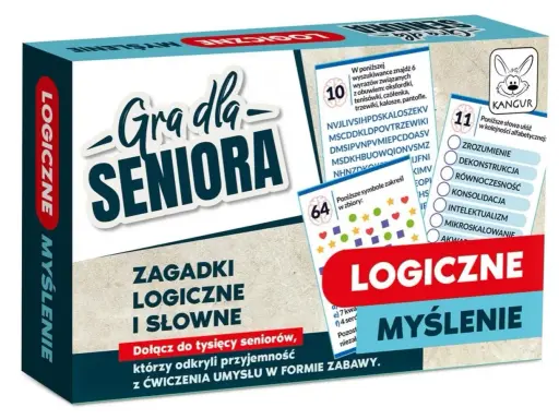 Gra dla Seniora: logiczne gry dla dorosłych, rozwijające myślenie i słownictwo. W zestawie zagadki, szyfry i zadania z symbolami.