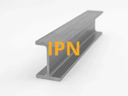 Viga IPN de acero, un perfil metálico en forma de I, ideal para construcciones robustas.