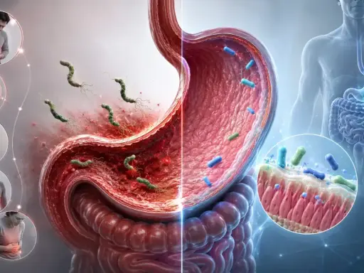 Il batterio Helicobacter pylori causa infiammazione e gonfiore addominale, con sintomi come dolore e nausea.