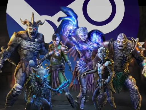 Złowroga drużyna potworów i wojowników gotowa na przygodę w stylu dungeon crawler.