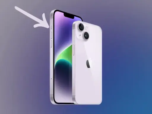 Strzałka wskazuje przyciski głośności na iPhonie, które pomogą Ci dowiedzieć się, jak wyłączyć tryb skupienia iPhone.
