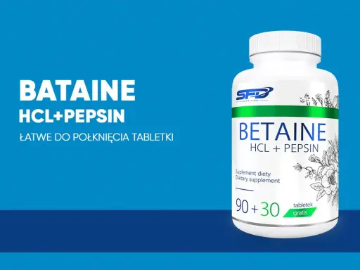 Betaina HCL+Pepsin - suplement diety w łatwych do połknięcia tabletkach. Dowiedz się, betaina co to jest i jak działa.
