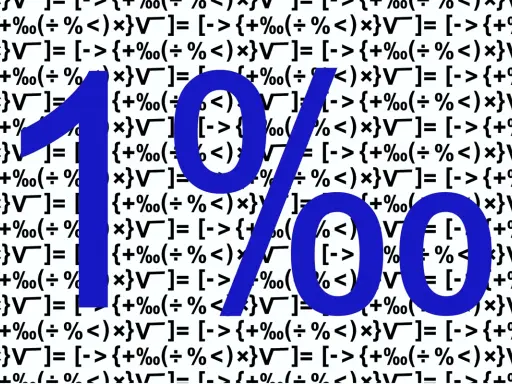 1 promil to 0,1%. Obrazek pokazuje "1%o" na tle wzorów matematycznych.