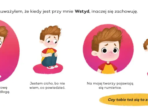 Chłopiec czuje wstyd: spuszcza głowę, milczy, rumieni się, chowa za mamą. Czy tobie też się to zdarza?