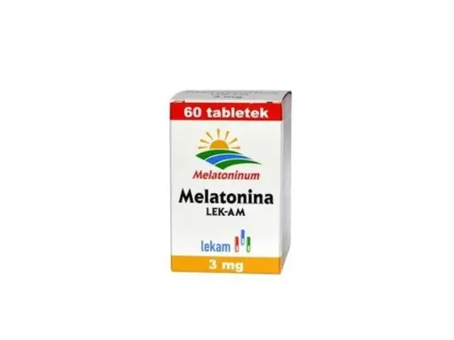 Opakowanie melatonininy 3 mg, 60 tabletek. Idealne dla nastolatków potrzebujących wsparcia snu.