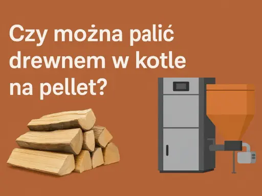 Stos drewna obok kotła na pellet. Czy w piecu na pellet można palić drewnem?