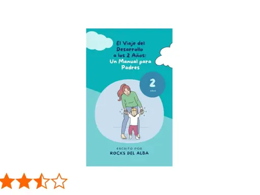 Ilustración de un manual para padres sobre el desarrollo de un niño de 2 años, con una madre ayudando a su hijo a dar sus primeros pasos.