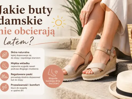 Letnie sandały damskie, w których noga się nie poci. Skóra naturalna, miękka wkładka i regulowane paski zapewniają komfort bez otarć.