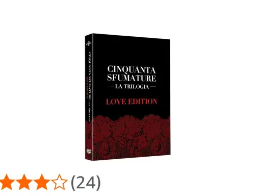 La trilogia "Cinquanta sfumature di grigio" in edizione speciale, con copertina nera e dettagli in pizzo rosso.