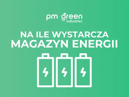 Na ile wystarcza magazyn energii 5 kW? Grafika z trzema ikonami baterii symbolizuje pytanie o pojemność magazynu energii.