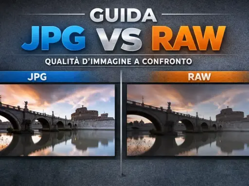Confronto JPG vs RAW: il miglior formato foto per dettagli e colori vividi. Immagine di un ponte con castello al tramonto.
