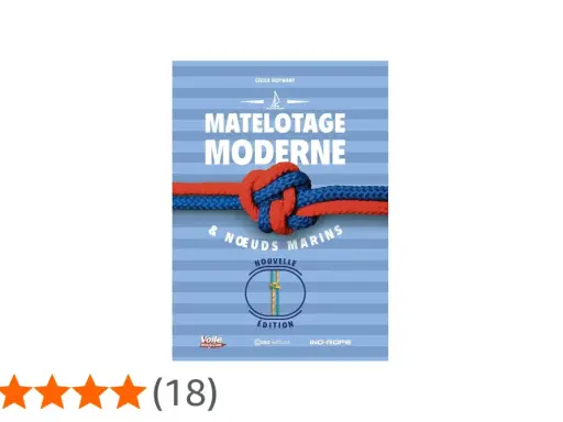 Couverture du livre "Matelotage Moderne & noeuds marins", montrant des cordages bleus et rouges noués.