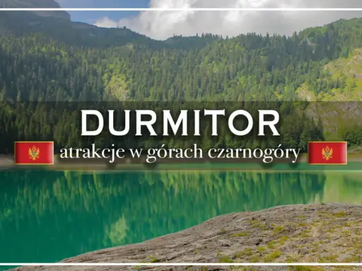 Jezioro w Durmitor National Park, Czarnogóra. Woda odbija gęsty las i skaliste zbocza.