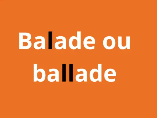 Balade ou ballade" en blanc sur fond orange. Une invitation à la réflexion sur le choix entre une promenade et une chanson.
