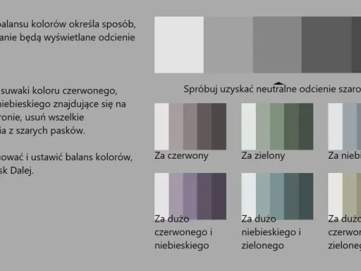 Jak skalibrować monitor do obróbki zdjęć: dopasuj suwaki koloru, by uzyskać neutralne odcienie szarości na paskach.