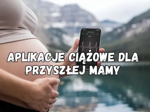 Ciężarna kobieta trzyma telefon z aplikacją ciążową, która pokazuje wykres tętna. Idealne narzędzie dla przyszłej mamy.