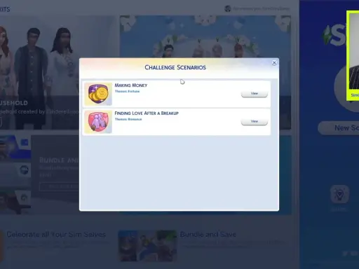 Wybieraj spośród scenariuszy w The Sims 4: "Robienie pieniędzy" lub "Znalezienie miłości po rozstaniu".