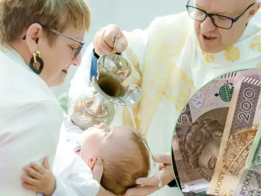 Chrzest dziecka z polskimi banknotami. Ile za chrzest?