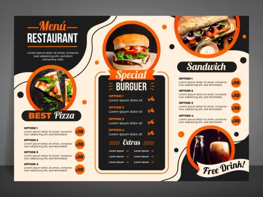 Menús de bares con hamburguesas, pizzas y sándwiches. ¡Descubre las opciones y disfruta de una bebida gratis!
