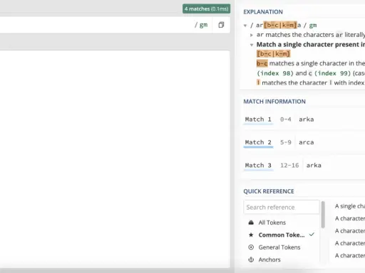 Java regex dopasowuje "arka", "arca", "siarka" w tekście, szukając wzorca "ar" z literą między b-m lub k-m, zakończone "a".