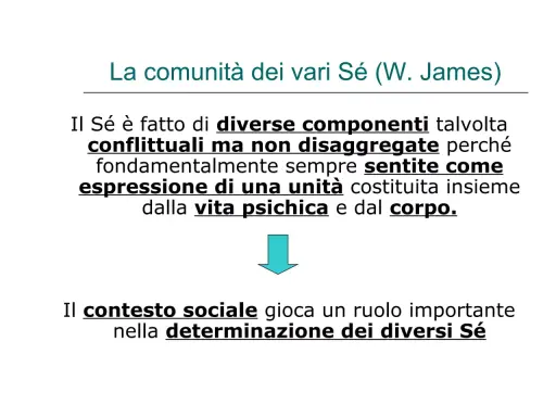 Il Sé è composto da diverse parti, a volte in conflitto, ma che formano un'unità. La diffusione di identità è influenzata dal contesto sociale.