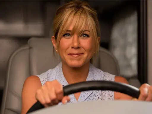 Jennifer Aniston bakom ratten, en scen från en av hennes filmer.