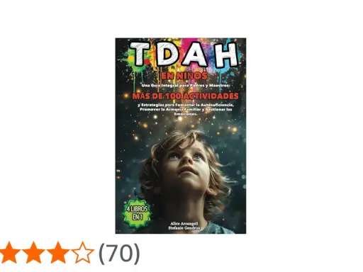 Guía sobre **que es TDAH** en niños, con más de 100 actividades y estrategias para padres y maestros. Imagen de un niño mirando hacia arriba.