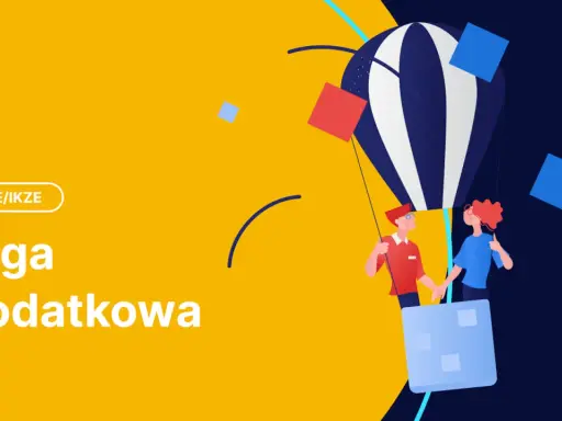Para z koszem balonowym, symbolizująca ulgę podatkową z IKE/IKZE, unosi się w powietrze.