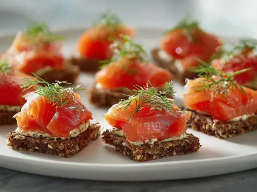 Smörgåsar med gravad lax och dill. Enkla att göra, perfekt för festen.