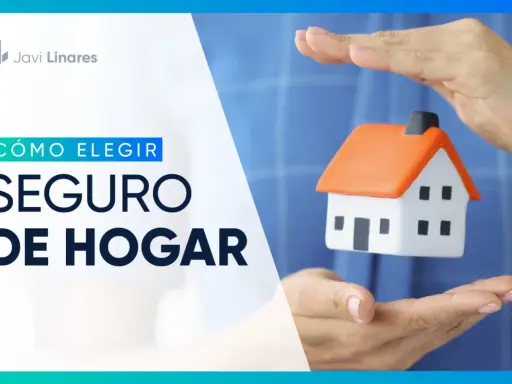 Manos protegen una casa de juguete, con el texto "Cómo elegir seguro de hogar" y "seguros de hogar precios".