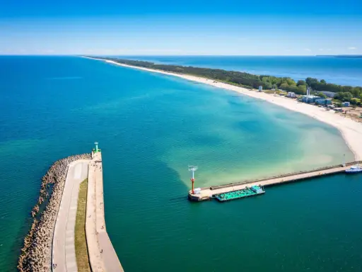 Władysławowo atrakcje: malownicza plaża, port z latarnią morską i statkami, idealne miejsce na wakacje nad Bałtykiem.