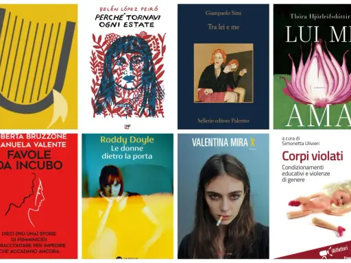 Copertine di libri che affrontano la violenza sulle donne, tra cui "Favole da incubo" e "Corpi violati".