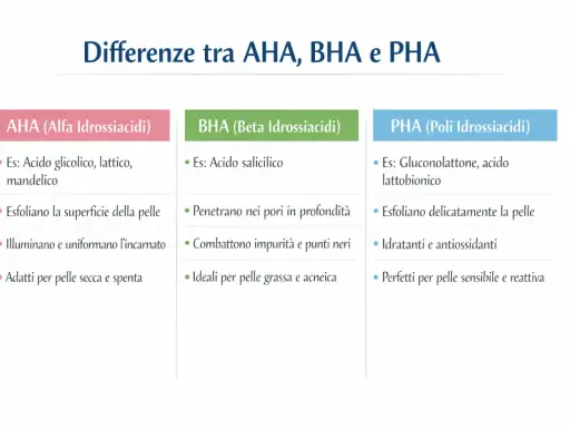 Confronto AHA, BHA e PHA: esfoliazione, purificazione e idratazione per ogni tipo di pelle. Aha bha, una guida per la tua skincare.