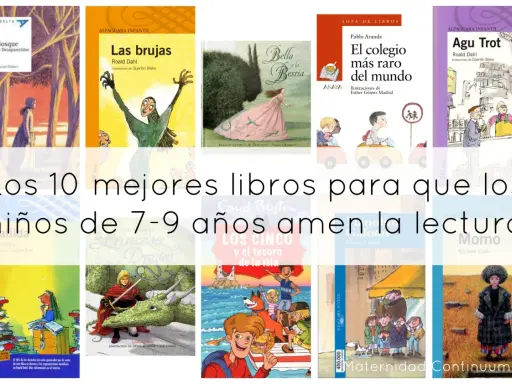 Colección de portadas de libros infantiles, incluyendo "Las brujas" y "Agu Trot", ideales como libros para niños de 7 años que fomentan el amor por la lectura.