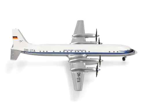 Modellflugzeug der Deutschen Lufthansa im Maßstab 1:16, mit vier Propellern und der Kennung DM-STA.