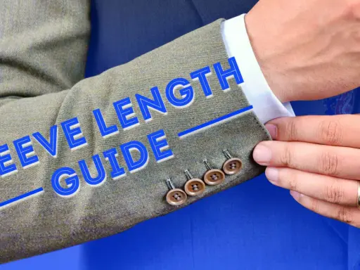 A sleeve length guide showing where a suit jacket sleeve should fall, revealing about half an inch of shirt cuff.