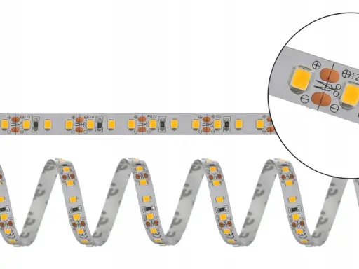 Pasek LED SMD 2835 z widocznymi parametrami 12V, idealny do oświetlenia.